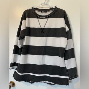 Charcoal grey and white striped sweatshirt